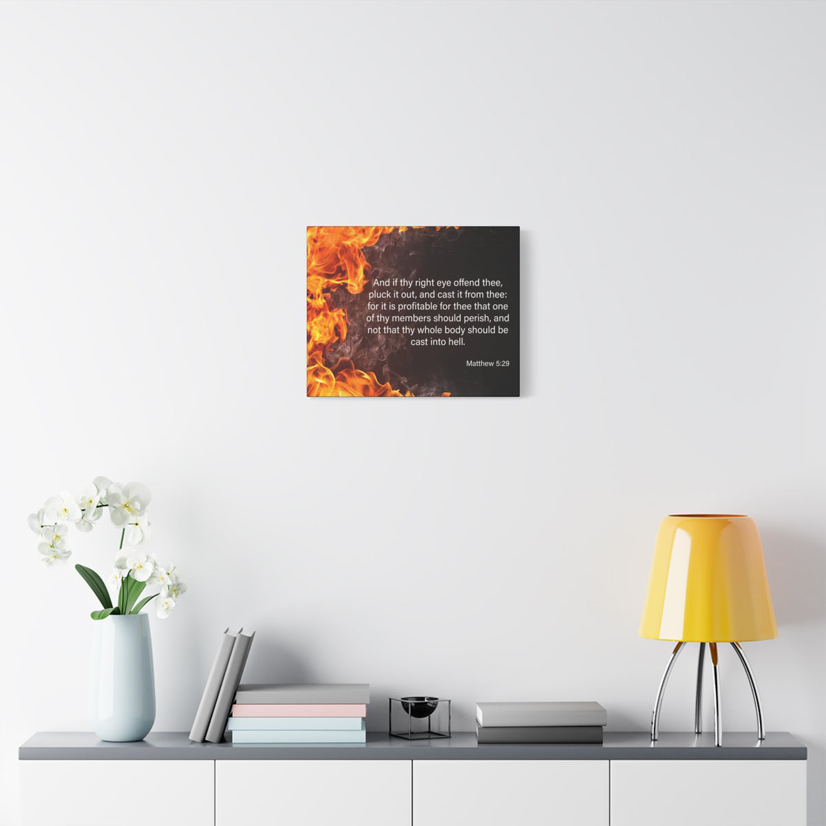 Scripture Canvas Pluck the Right Eye Matthew 5:29 Christian Wall Art Bible Verse Print Ready to Hang