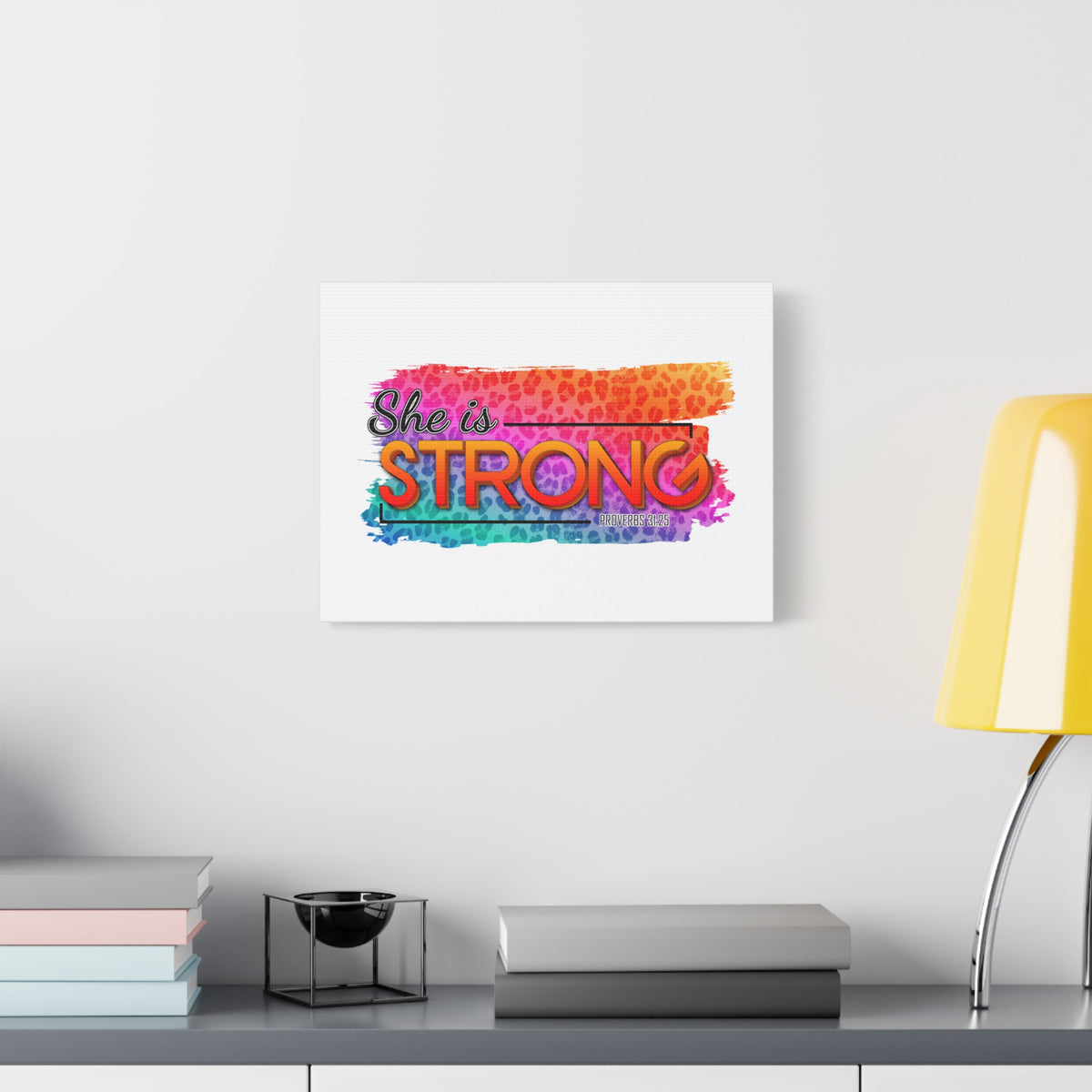 Scripture Canvas She Is Strong Proverbs 31:25 Christian Wall Art Bible Verse Print Ready to Hang