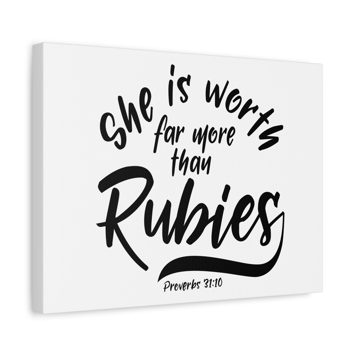 Scripture Canvas More Than Rubies Proverbs 31:10 Christian Wall Art Bible Verse Print Ready to Hang