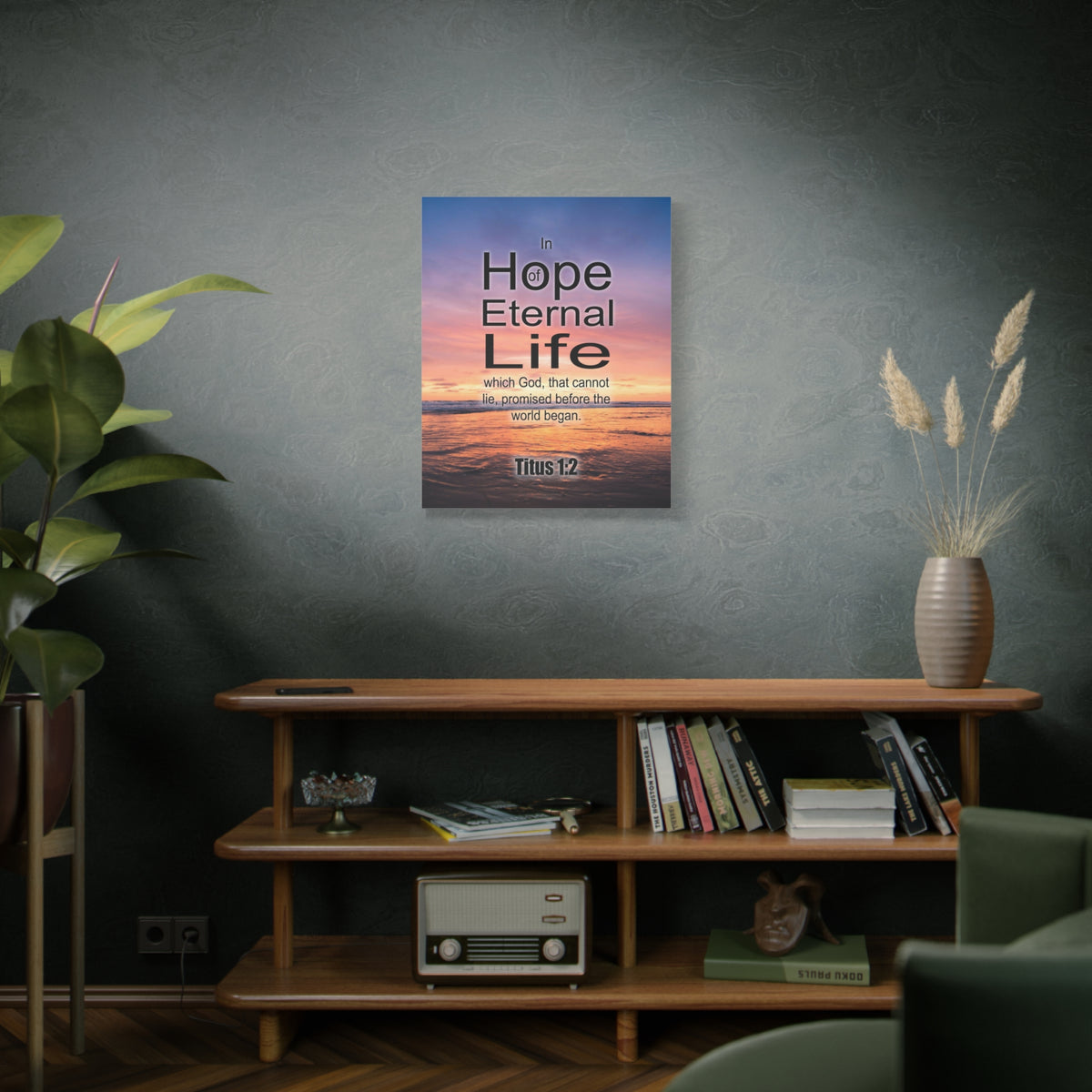 Scripture Canvas Eternal Life Titus 1:2 Christian Wall Art Bible Verse Print Ready to Hang