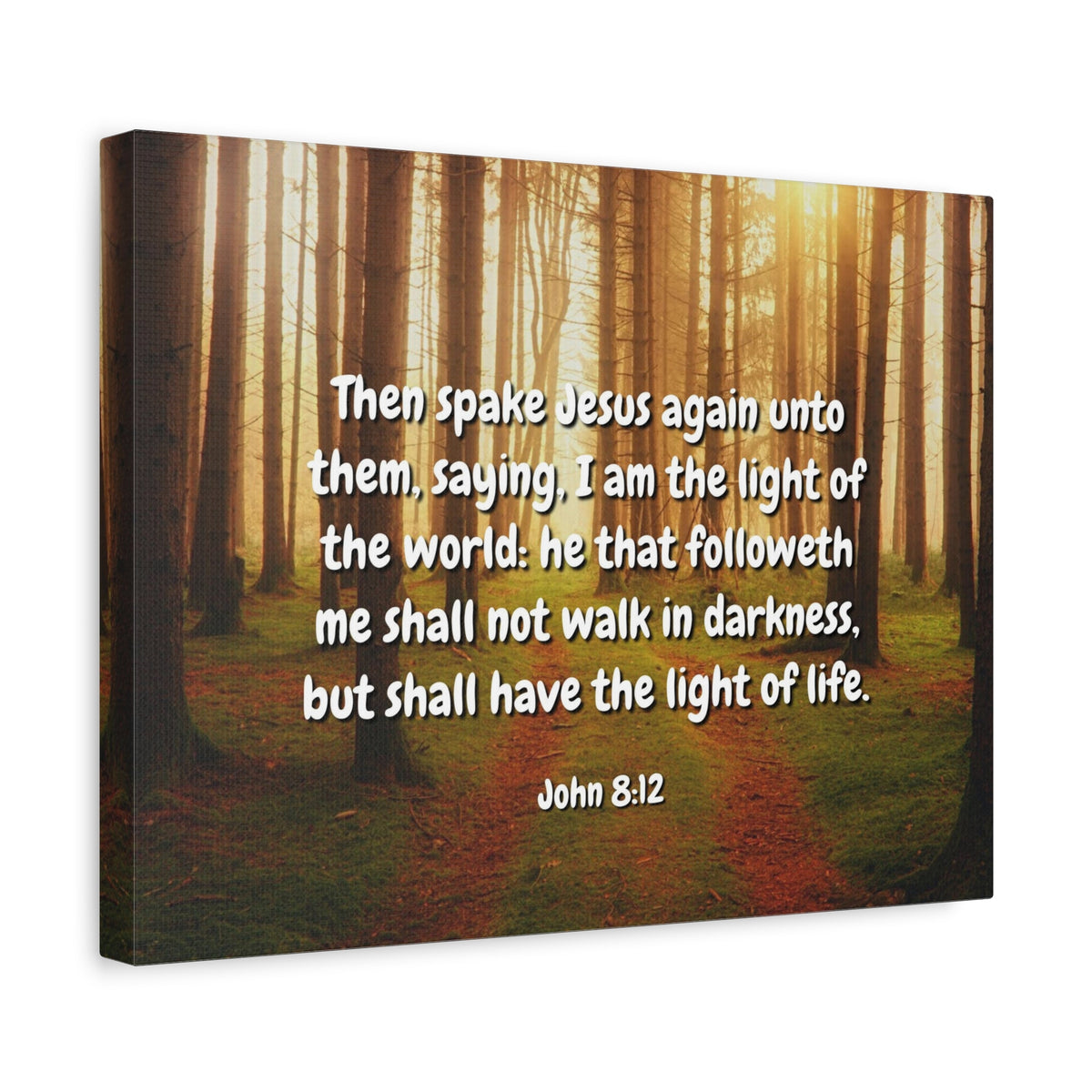 Scripture Canvas Light Of Life John 8:12 Christian Wall Art Bible Verse Print Ready to Hang