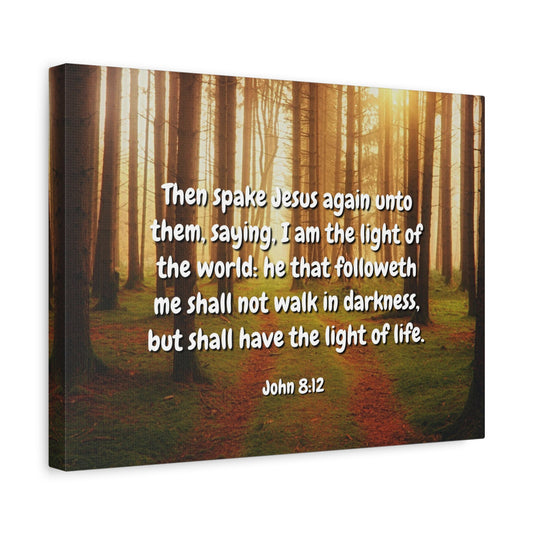 Scripture Canvas Light Of Life John 8:12 Christian Wall Art Bible Verse Print Ready to Hang
