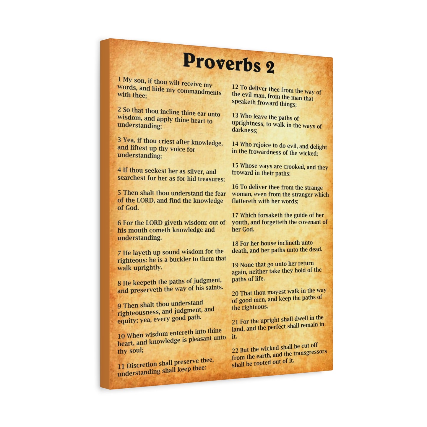 Scripture Walls Proverbs Chapter 2 Gold Bible Canvas Christian Wall Art Ready to Hang Unframed