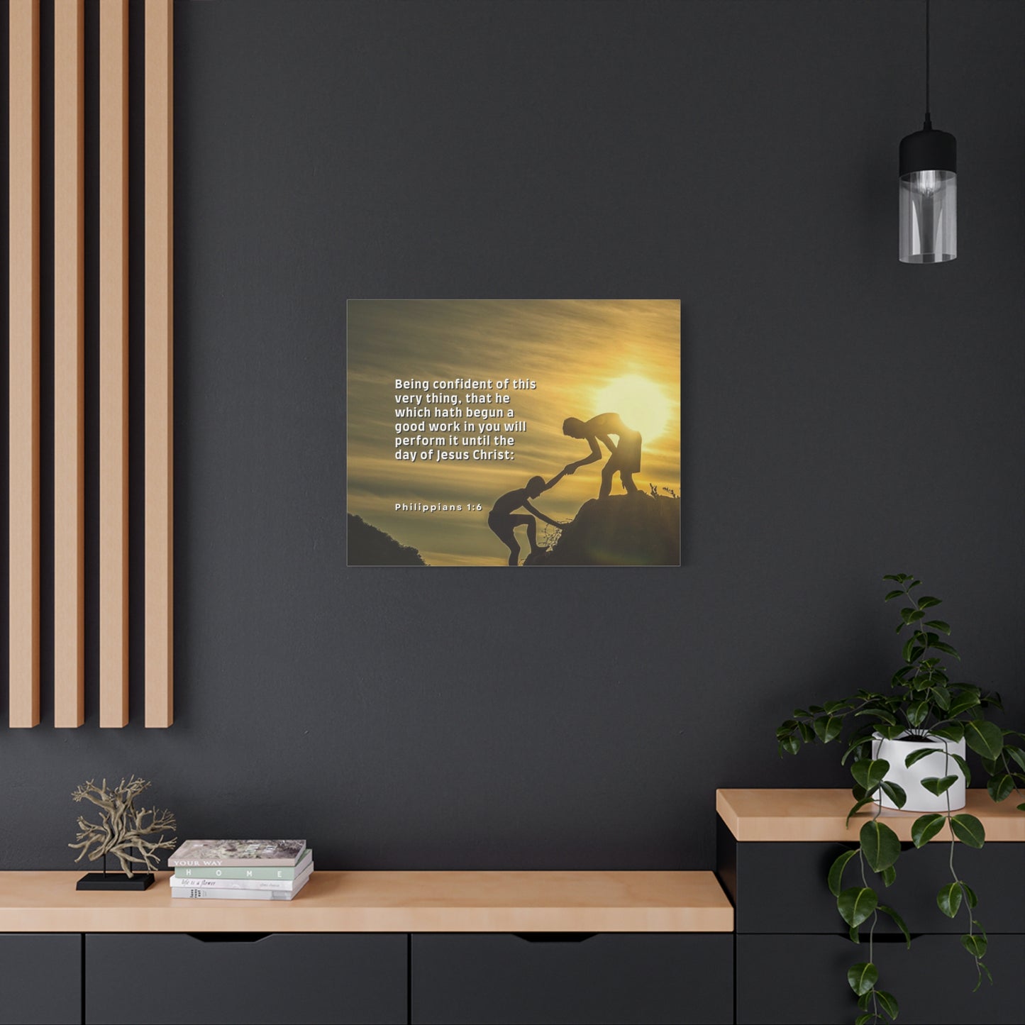 Scripture Canvas Being Confident Philippians 1:6 Christian Wall Art Bible Verse Print Ready to Hang