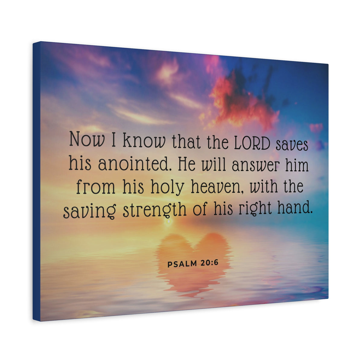 Scripture Canvas Lord Saves His Anointed Psalm 20:6 Christian Wall Art Bible Verse Print Ready to Hang