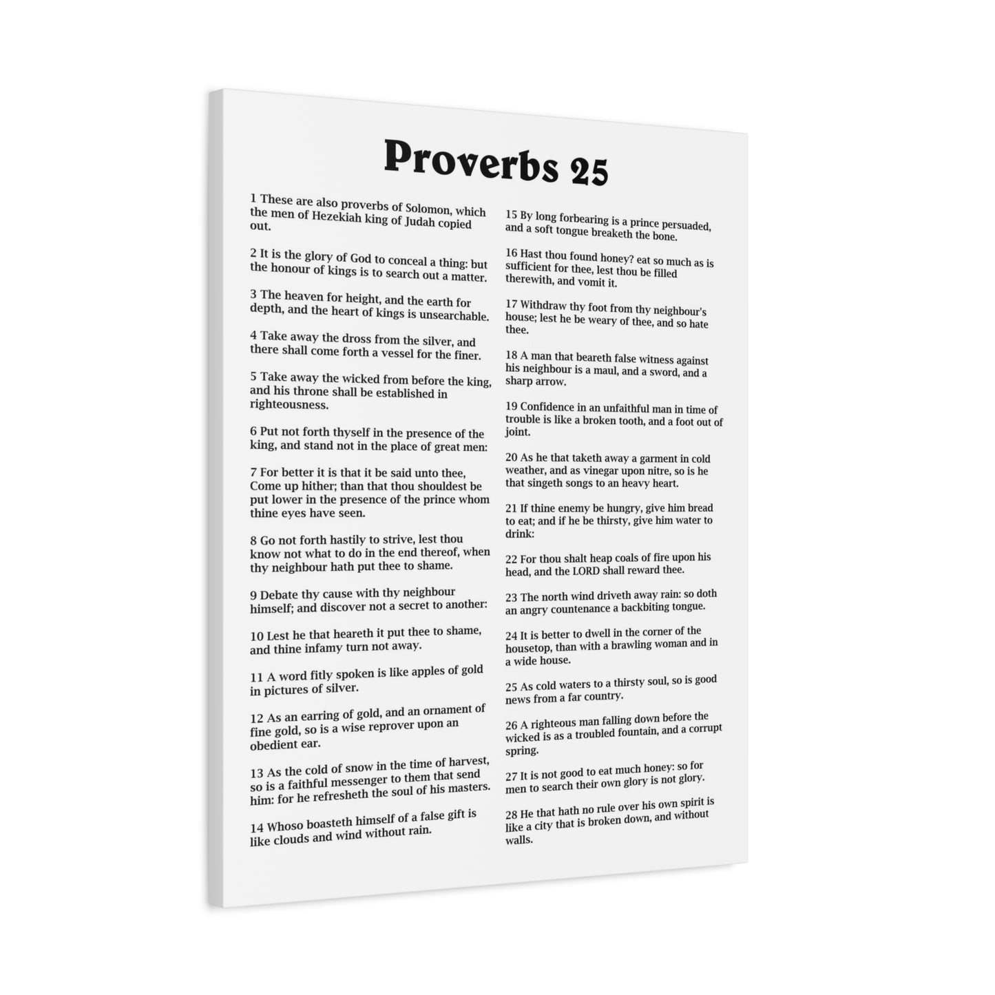 Scripture Walls Proverbs Chapter 25 White Bible Canvas Christian Wall Art Ready to Hang Unframed