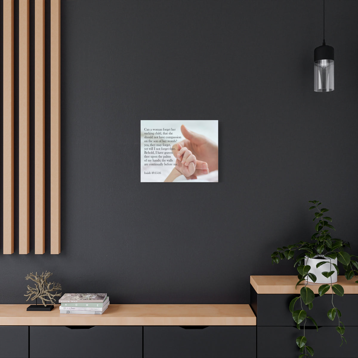 Scripture Canvas Never Forgotten Isaiah 49:15-16 Christian Wall Art Bible Verse Print Ready to Hang
