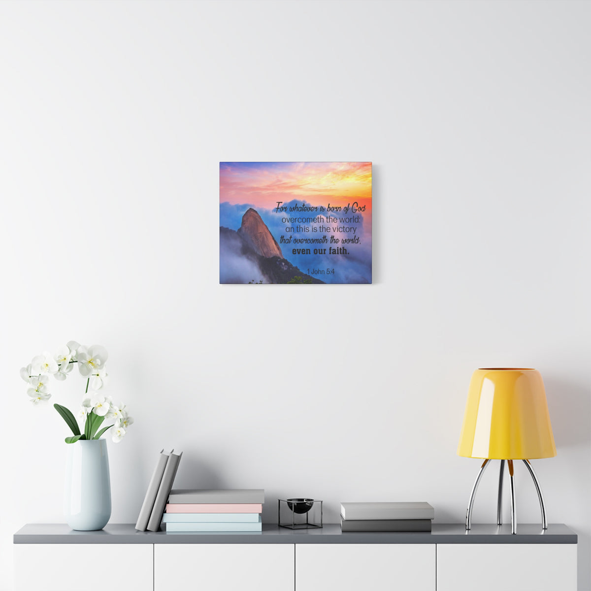 Scripture Canvas Born of God 1 John 5:4 Christian Wall Art Bible Verse Print Ready to Hang