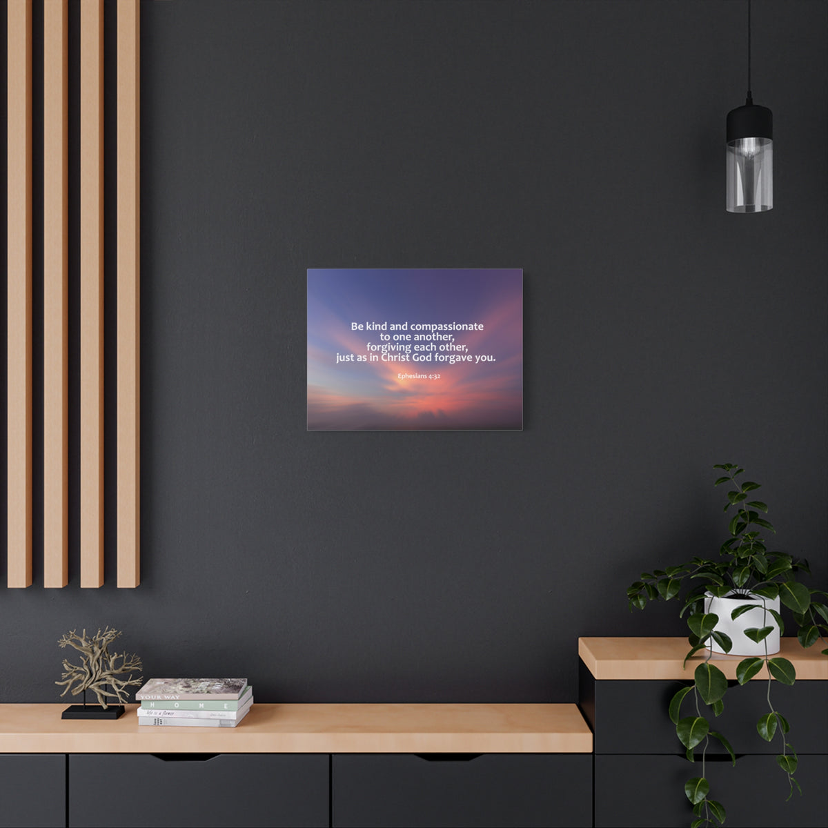 Scripture Canvas Kind and Compassionate Ephesians 4:32 Christian Wall Art Bible Verse Print Ready to Hang