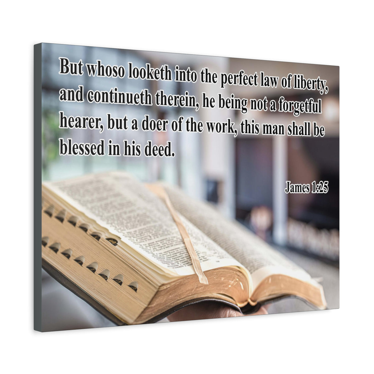 Scripture Canvas Perfect Law of Liberty James 1:25 Christian Wall Art Bible Verse Print Ready to Hang