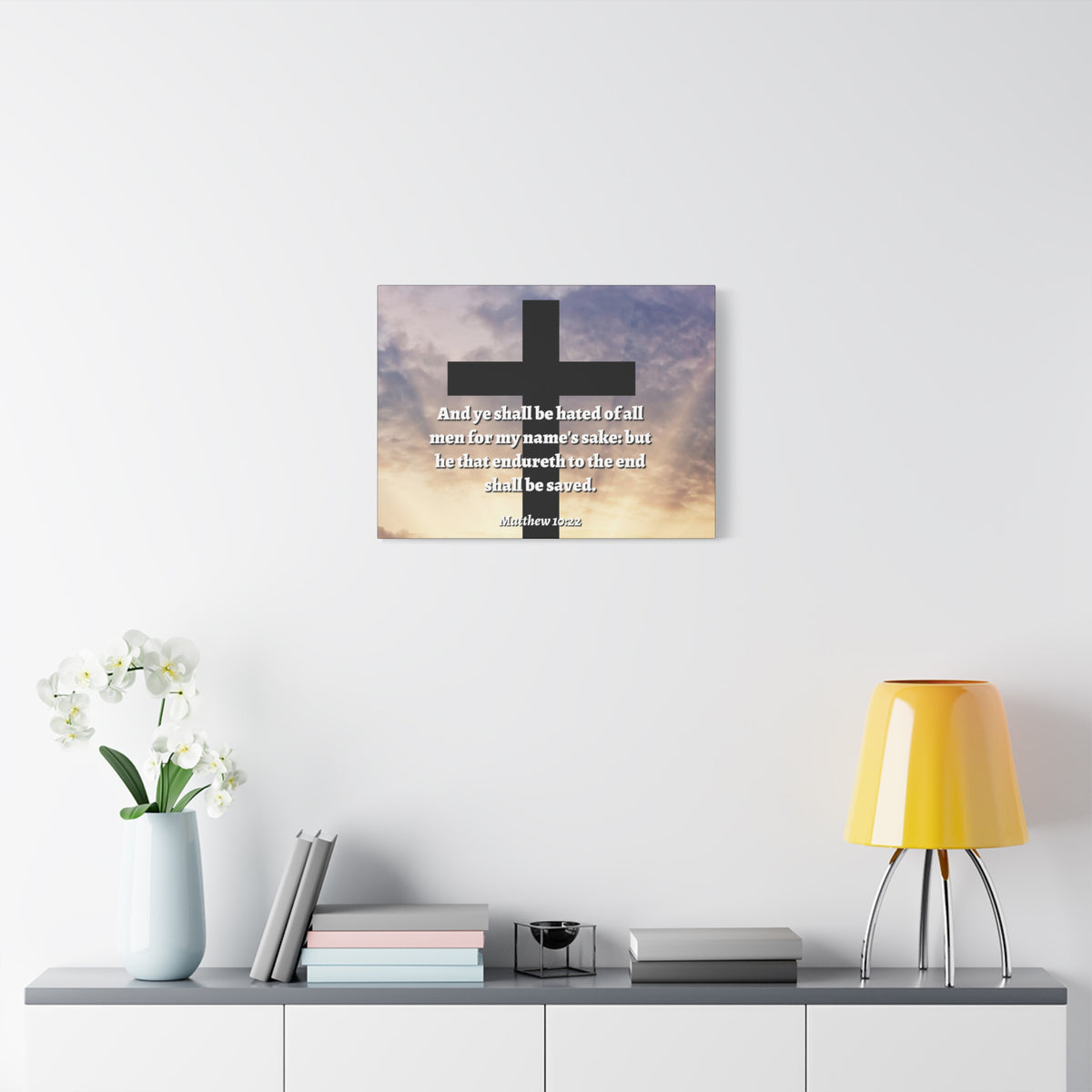 Scripture Canvas To The End Matthew 10:22 Christian Wall Art Bible Verse Print Ready to Hang