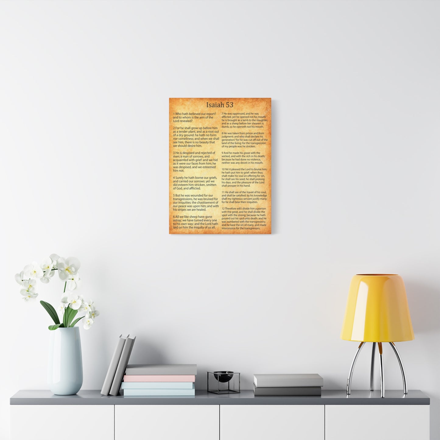 Scripture Walls Coming of Christ Isaiah 53 Chapter Gold Christian Wall Art Print Ready to Hang Unframed