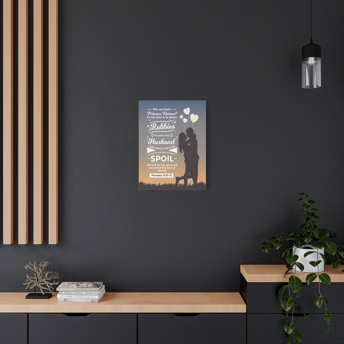 Scripture Canvas Rubbies Husband Proverbs 31:10-12 Christian Wall Art Bible Verse Print Ready to Hang