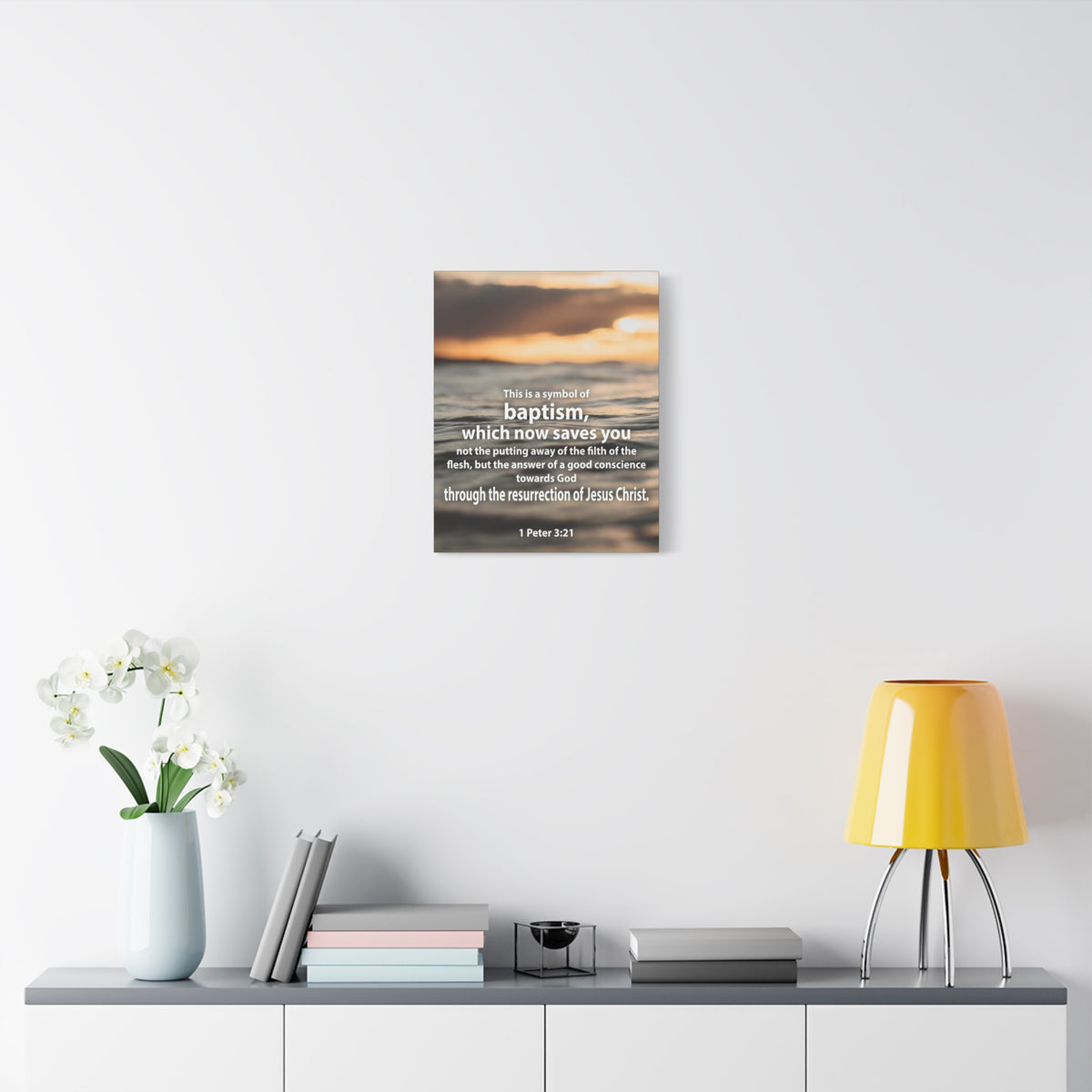 Scripture Canvas Baptism 1 Peter 3:21 Christian Wall Art Bible Verse Print Ready to Hang