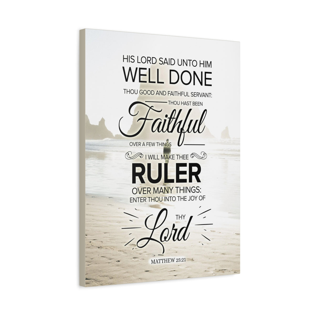 Scripture Canvas Ruler Matthew 25:21 Christian Wall Art Bible Verse Print Ready to Hang