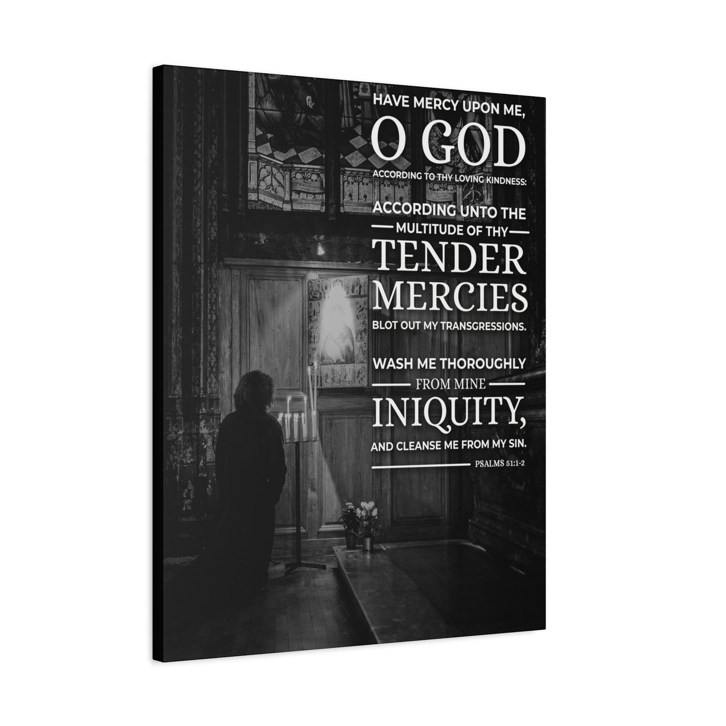 Scripture Canvas Have Mercy Psalms 51:1-2 Christian Wall Art Bible Verse Print Ready to Hang