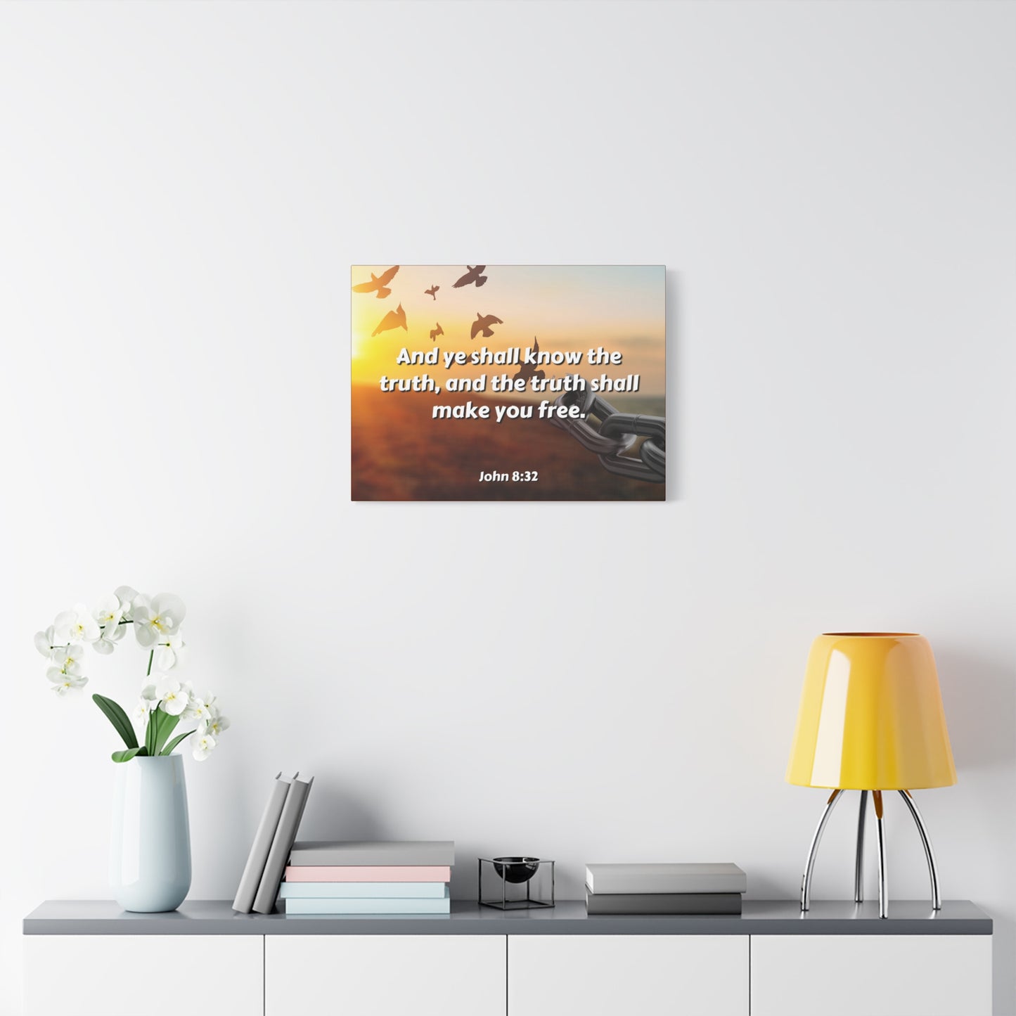 Scripture Canvas The Truth John 8:32 Christian Wall Art Bible Verse Print Ready to Hang