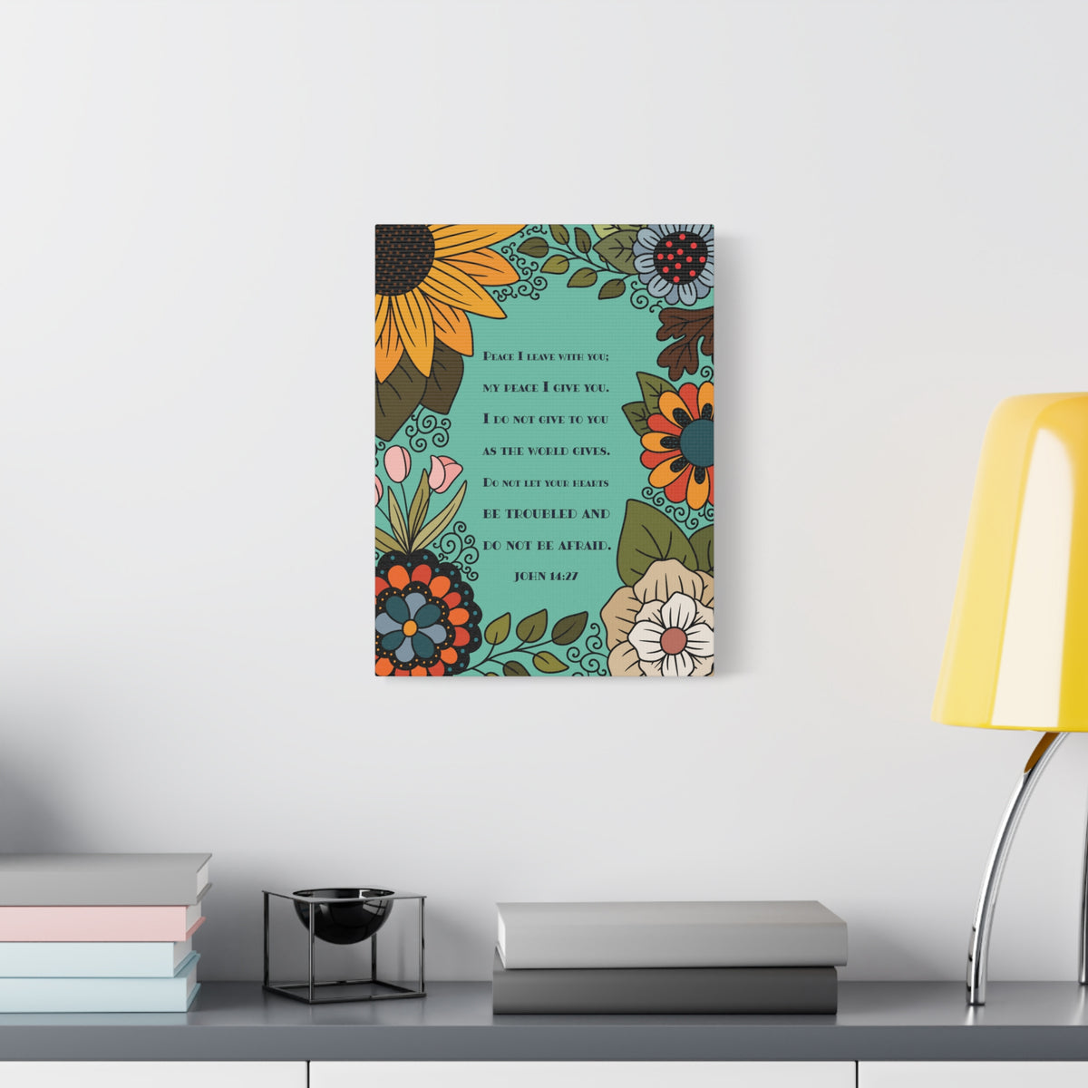 Scripture Canvas Peace I Live With You John 14:27 Christian Wall Art Bible Verse Print Ready to Hang