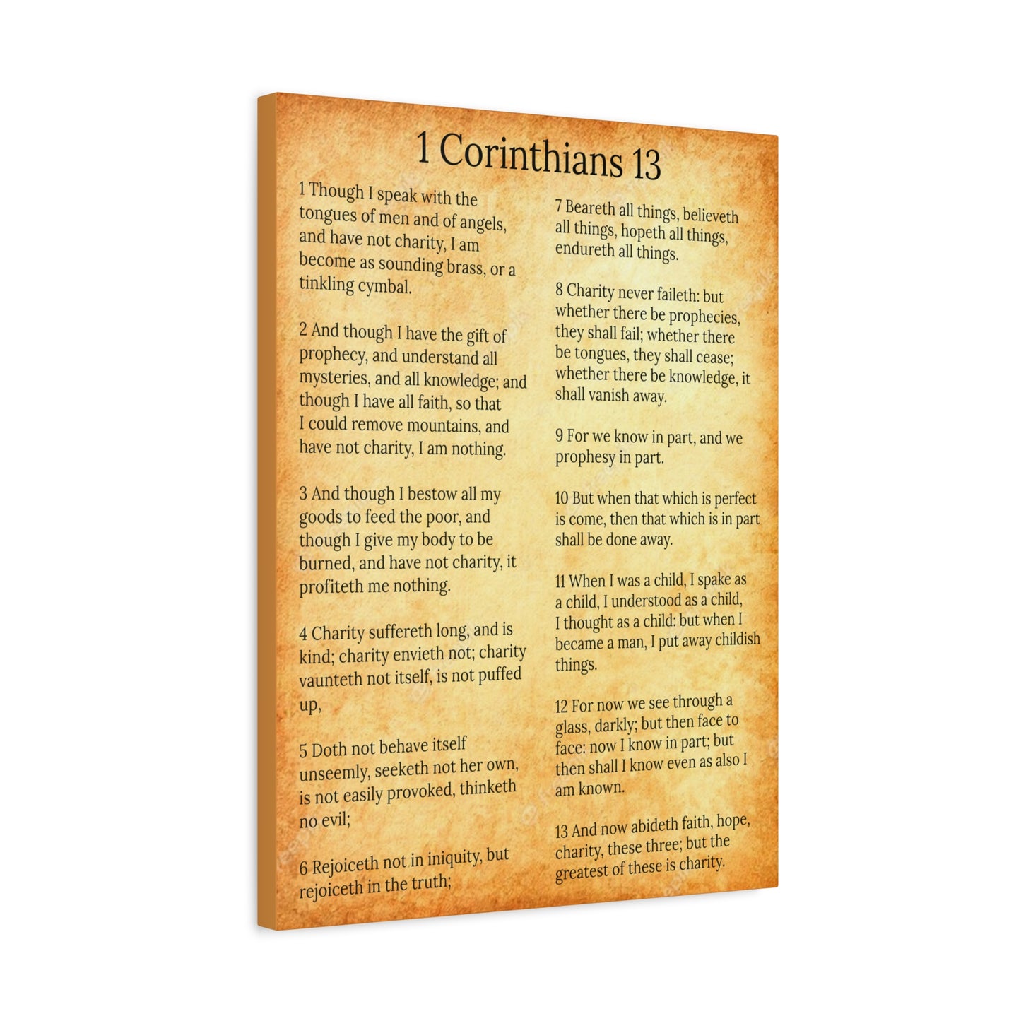 Scripture Walls 1 Corinthians 13 Love Chapter Gold Christian Wall Art Print Ready to Hang Unframed