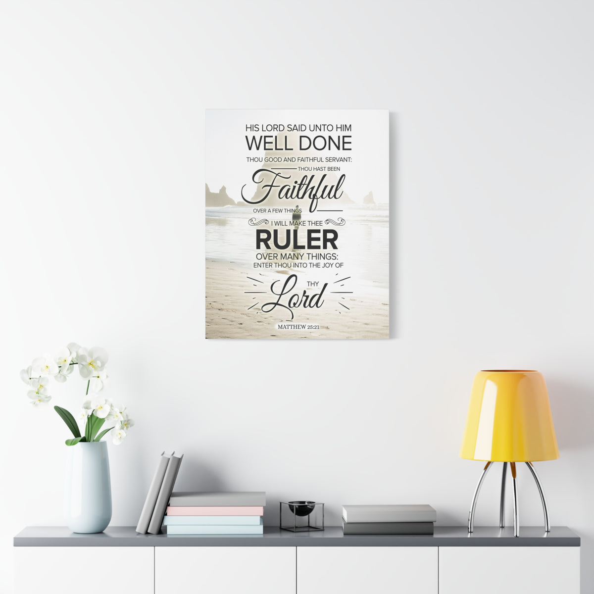 Scripture Canvas Faithful Servant Matthew 25:21 Christian Wall Art Bible Verse Print Ready to Hang