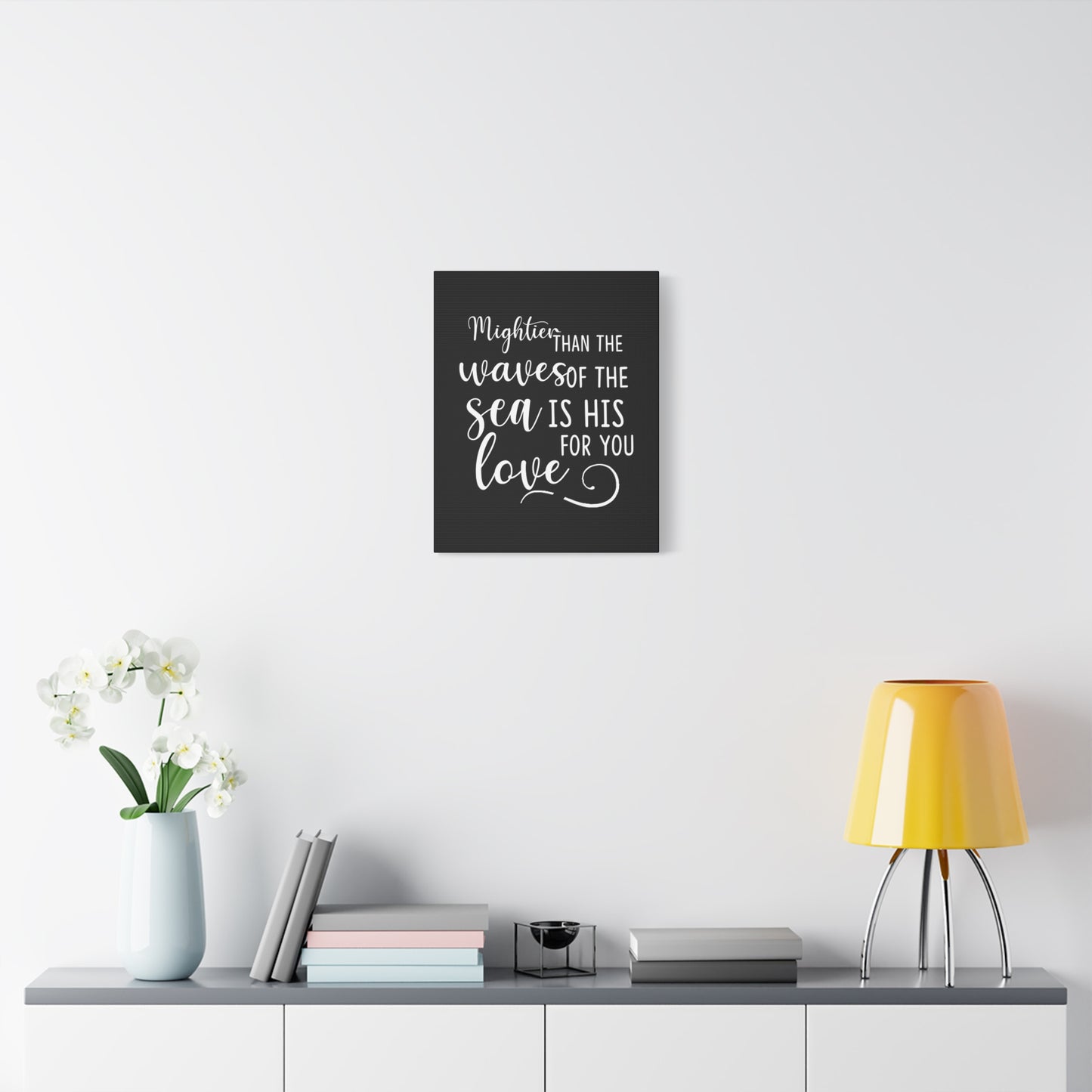 Scripture Canvas Mightier Than The Waves Of The Sea Psalm 93:4 Christian Wall Art Bible Verse Print Ready to Hang