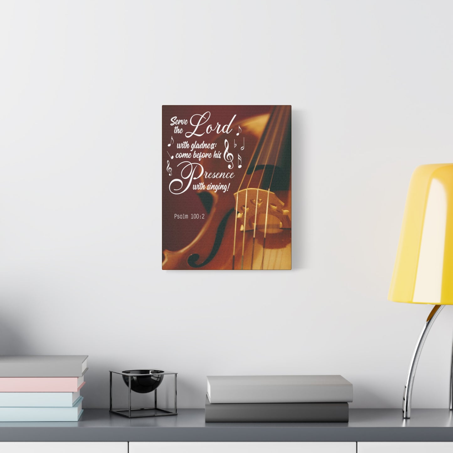 Scripture Canvas Serve the Lord With Gladness Psalm 100:2 Christian Wall Art Bible Verse Print Ready to Hang