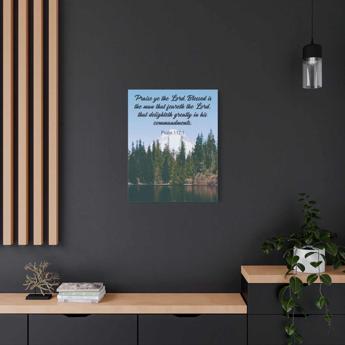 Scripture Canvas Praise Ye The Lord Psalm 112:1 Christian Wall Art Bible Verse Print Ready to Hang