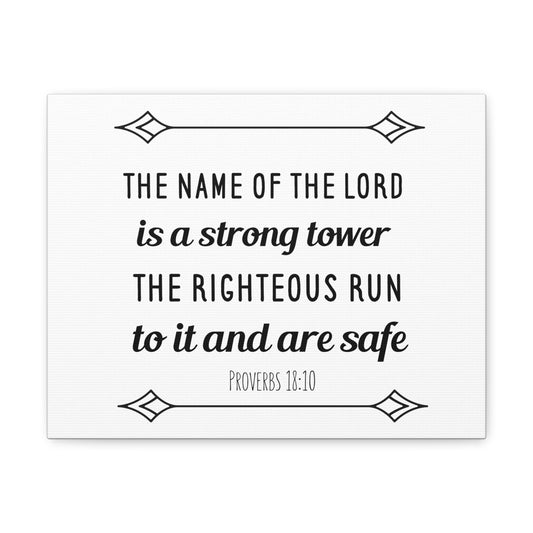 The Name Of The Lord Proverbs 18:10 Bible Verse Canvas Christian Wall Art Ready To Hang
