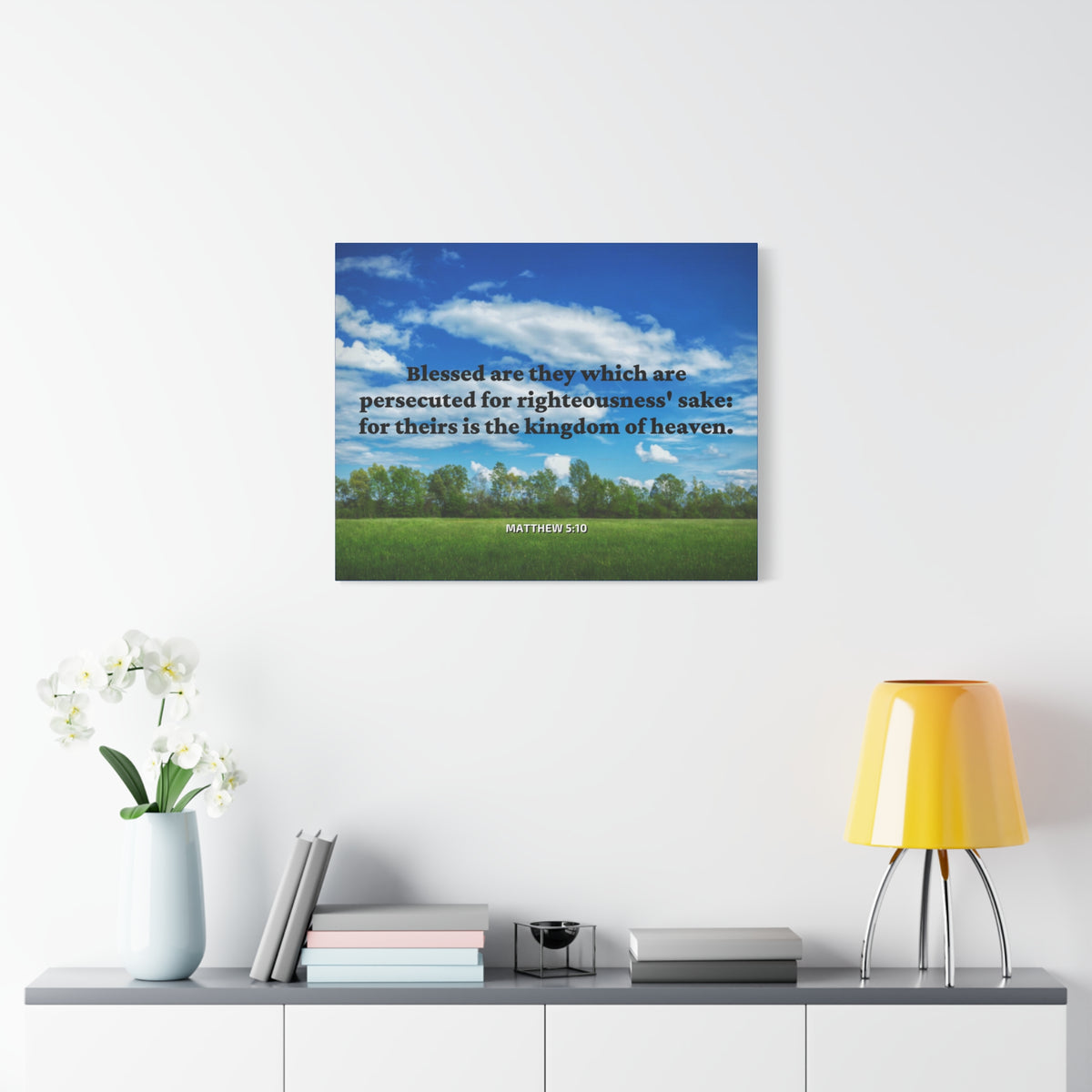 Scripture Canvas Blessed Are The Persecuted Matthew 5:10 Christian Wall Art Bible Verse Print Ready to Hang