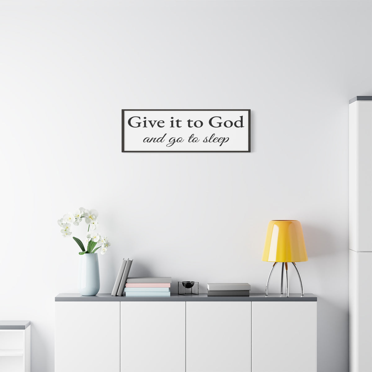Scripture Walls Give It To God Proverbs 3:24-26 White Bible Verse Canvas Christian Wall Art Ready to Hang Unframed