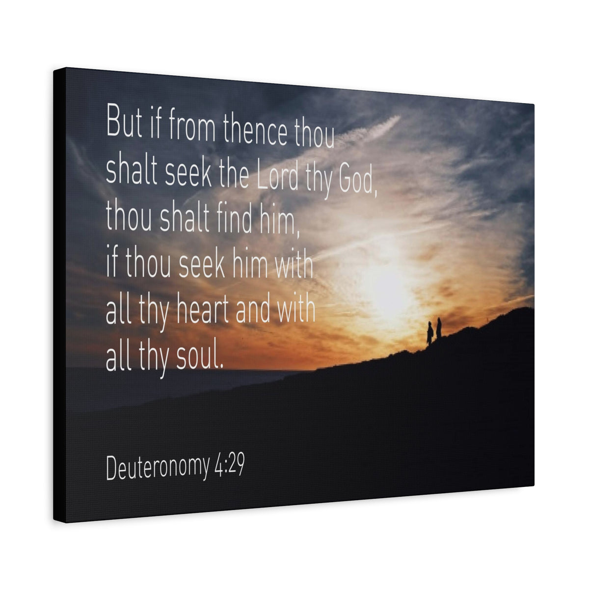 Scripture Canvas Lord Thy God Deuteronomy 4:29 Christian Wall Art Bible Verse Print Ready to Hang