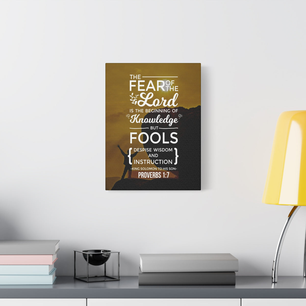 Scripture Canvas Beginning of Knowledge Proverbs 1:7 Christian Wall Art Bible Verse Print Ready to Hang