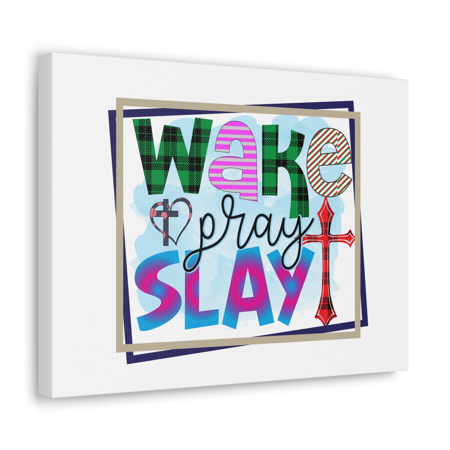 Wake, Pray, Slay Luke 21:36 Square Christian Wall Art Bible Verse Print Ready to Hang