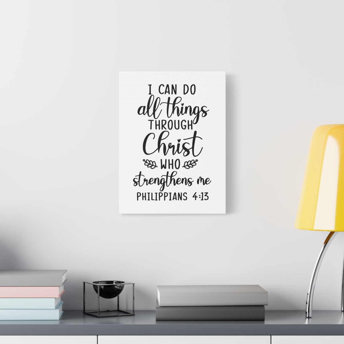 Scripture Canvas Strengthens Me Philippians 4:13 Christian Wall Art Bible Verse Print Ready to Hang