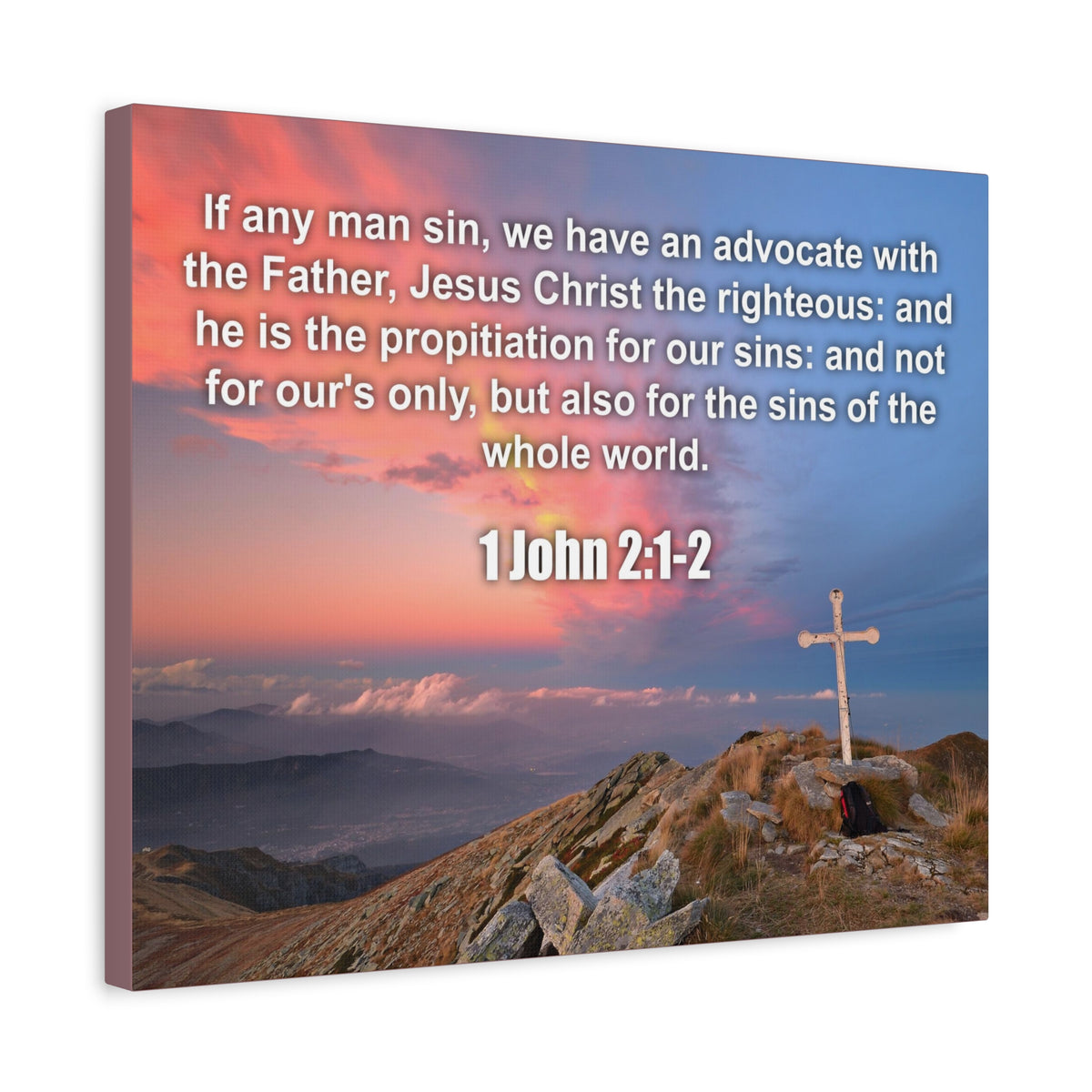 Scripture Canvas Jesus Christ The Righteous 1 John 2:1-2 Christian Wall Art Bible Verse Print Ready to Hang