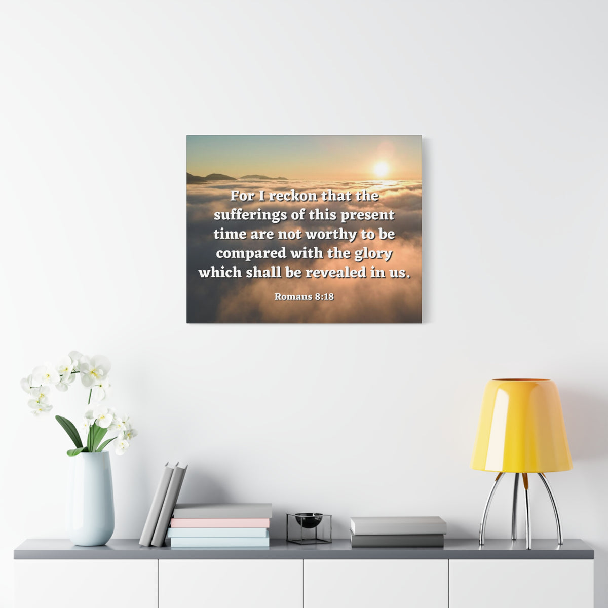 Scripture Canvas The Sufferings Romans 8:18 Christian Wall Art Bible Verse Print Ready to Hang