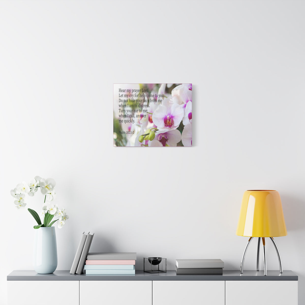 Scripture Canvas Hear My Prayer Lord Psalm 102:1-2 Christian Wall Art Bible Verse Print Ready to Hang