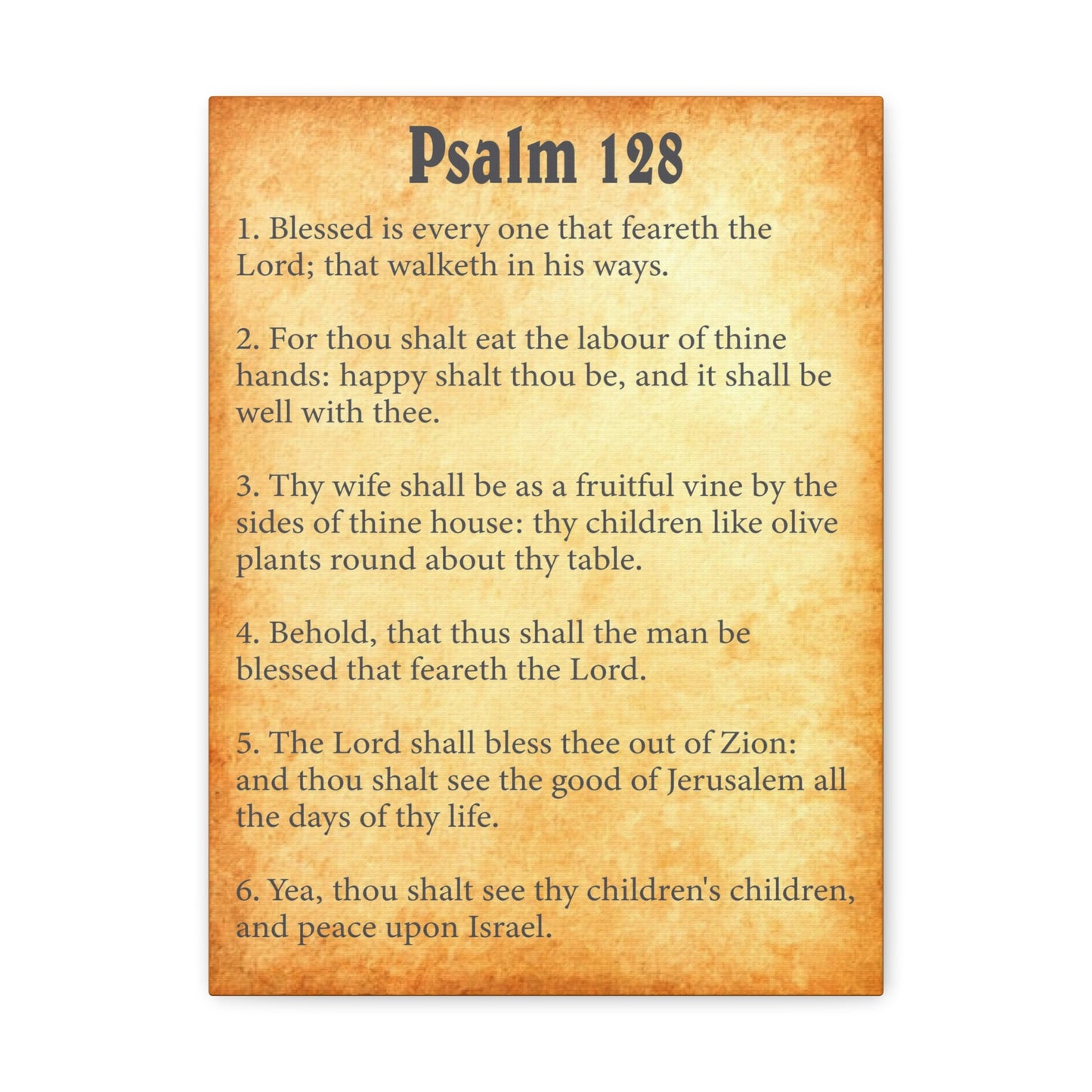 Psalm 128 Gold Bible Chapter Canvas Christian Wall Art Ready to Hang