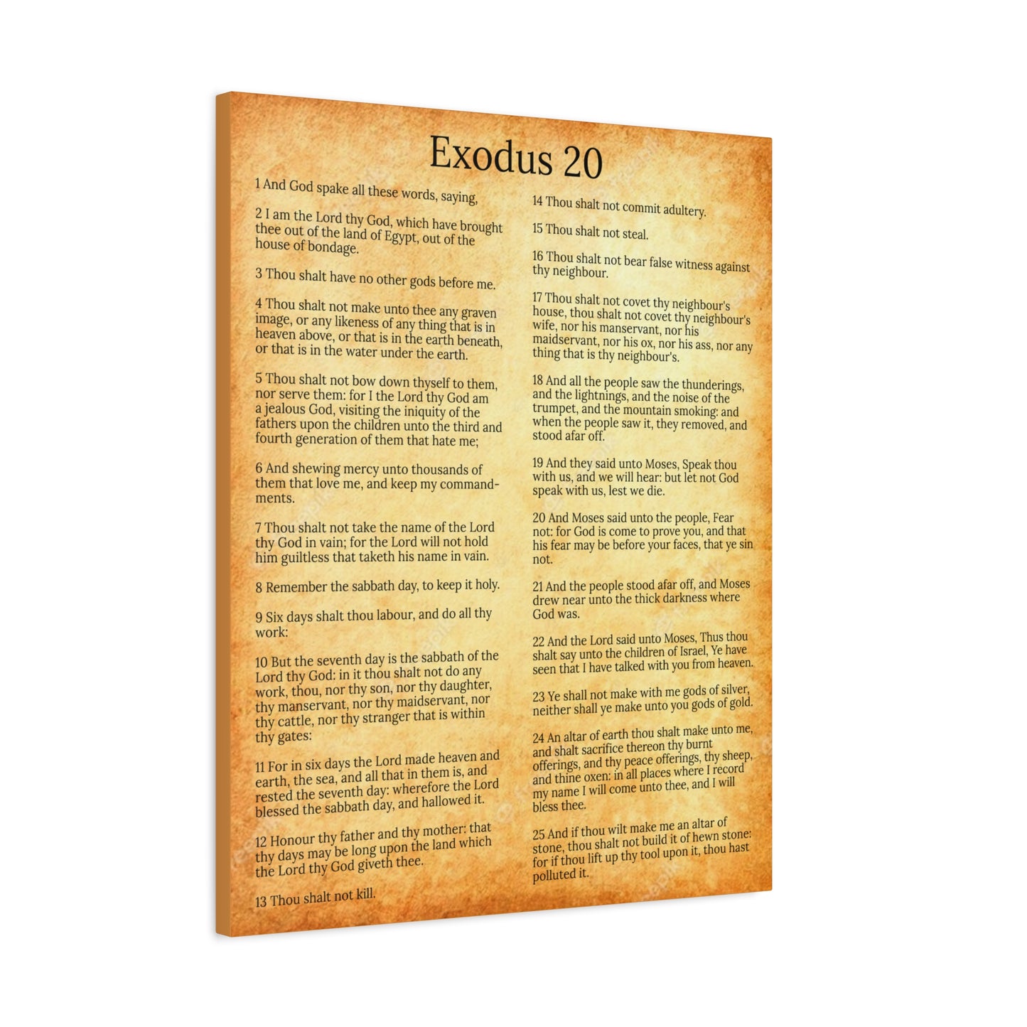 Scripture Walls Giving of the Law Exodus 20 Chapter Gold Christian Wall Art Print Ready to Hang Unframed
