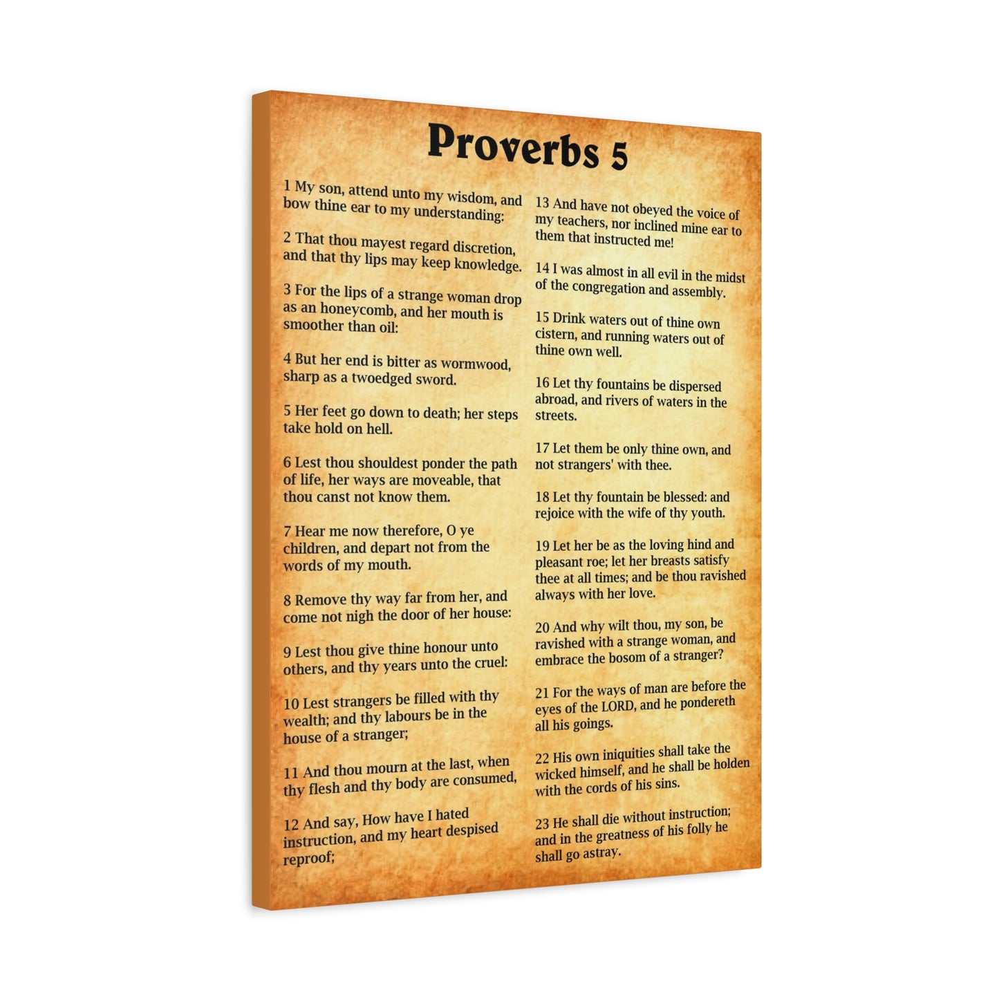 Scripture Walls Proverbs Chapter 5 Gold Bible Canvas Christian Wall Art Ready to Hang Unframed