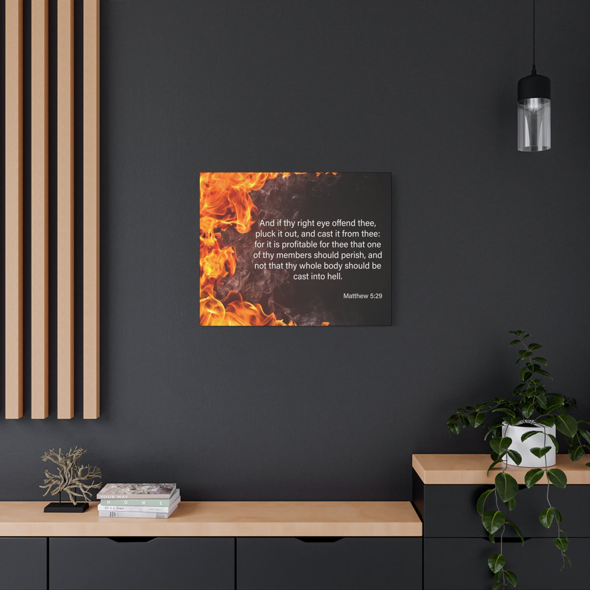 Scripture Canvas Pluck the Right Eye Matthew 5:29 Christian Wall Art Bible Verse Print Ready to Hang
