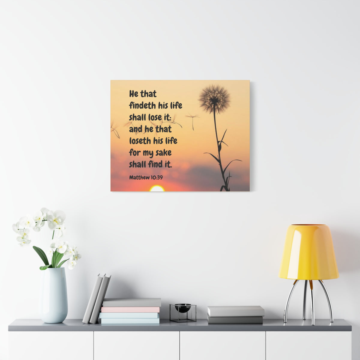 Scripture Canvas Life Matthew 10:39 Christian Wall Art Bible Verse Print Ready to Hang