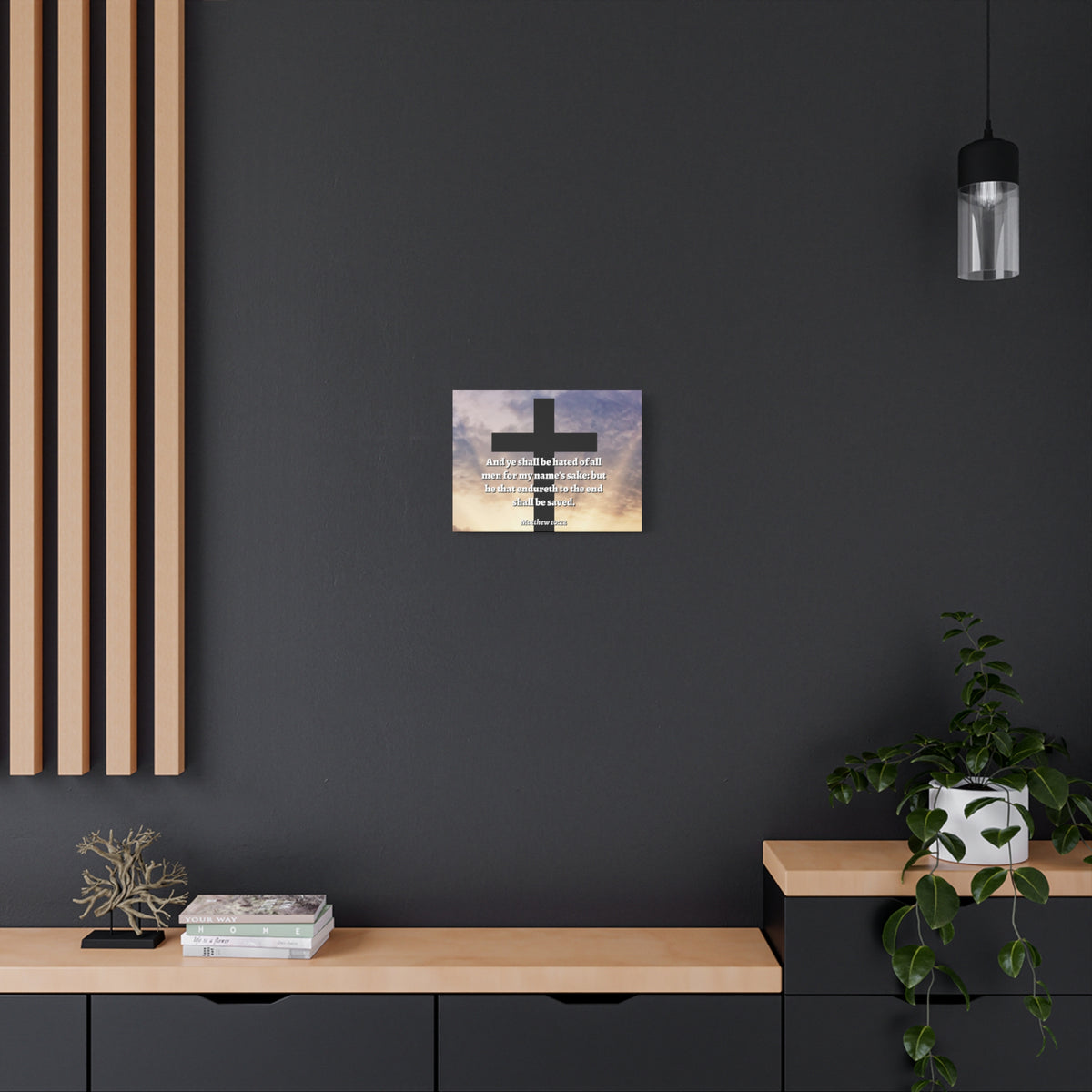 Scripture Canvas To The End Matthew 10:22 Christian Wall Art Bible Verse Print Ready to Hang