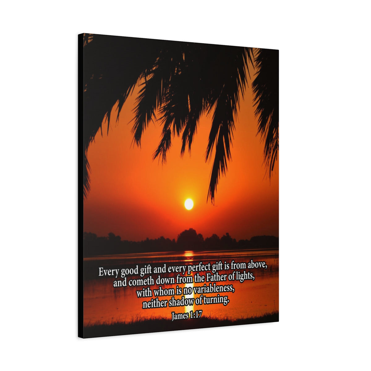 Scripture Canvas Every Perfect Gift is From Above James 1:17 Christian Wall Art Bible Verse Print Ready to Hang