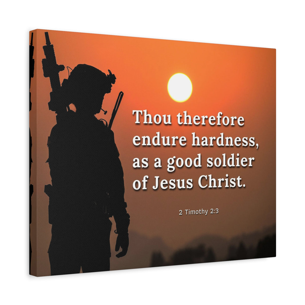Scripture Canvas Endure Hardness 2 Timothy 2:3 Christian Wall Art Bible Verse Print Ready to Hang