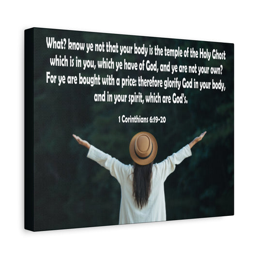Bible Verse Canvas You Are Not Your Own 1 Corinthians 6:19-20 Christian Home Décor Wall Art Scripture Ready to Hang Faith Print