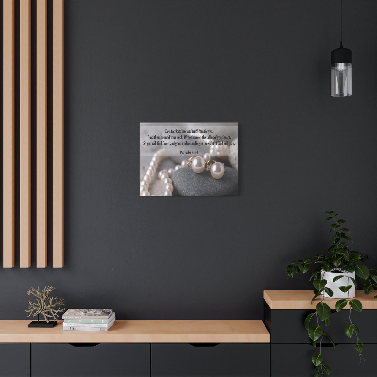Scripture Canvas Kindness and Truth Proverbs 3:3-4 Christian Wall Art Bible Verse Print Ready to Hang