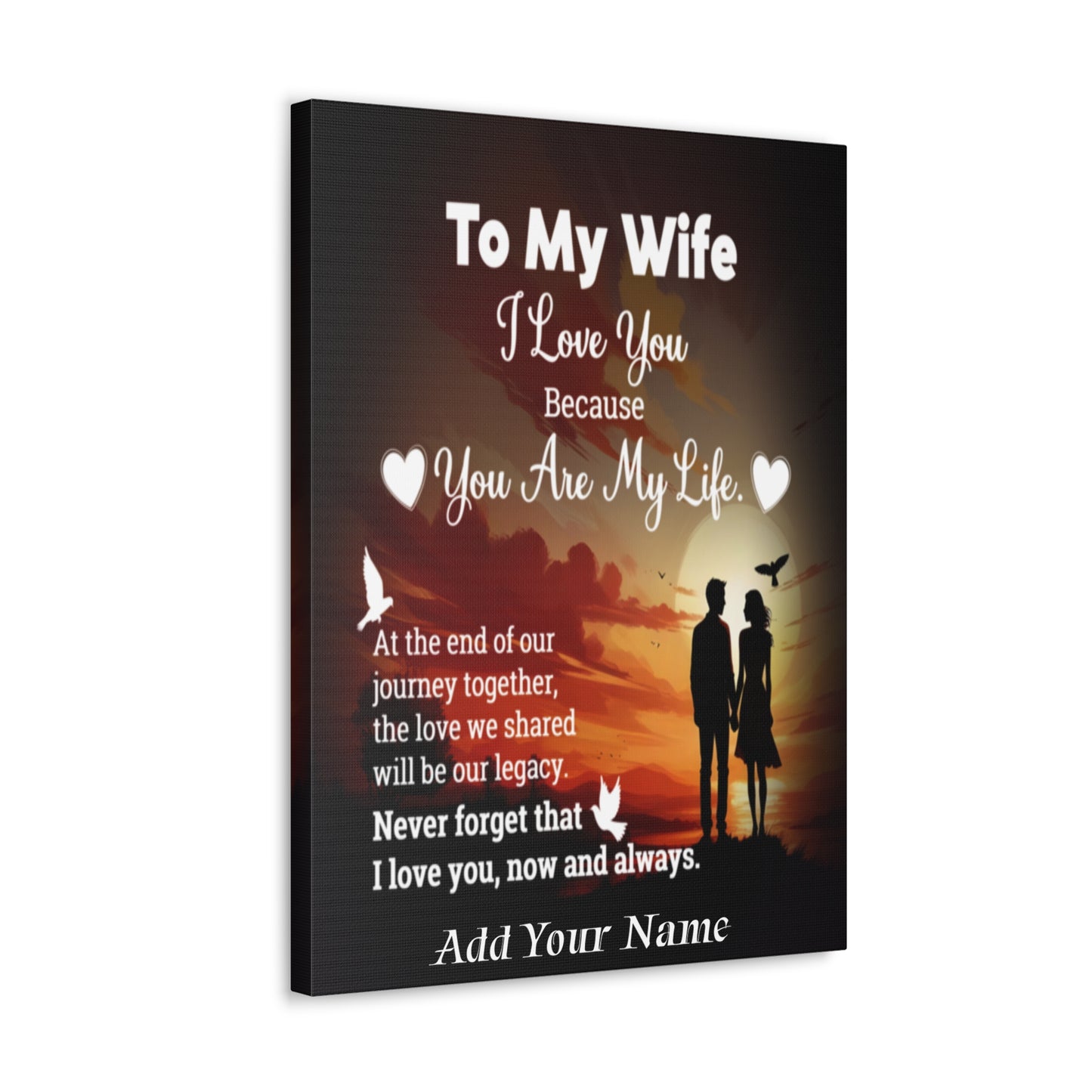 Personalized To My Wife Sunset Romance Canvas Wall Art - Heartfelt Gift of Love & Legacy
