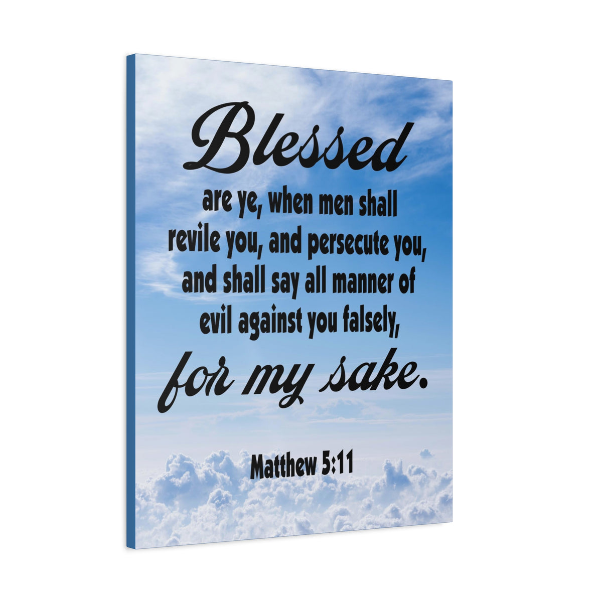 Scripture Canvas Blessed For My Sake Matthew 5:11 Christian Wall Art Bible Verse Print Ready to Hang