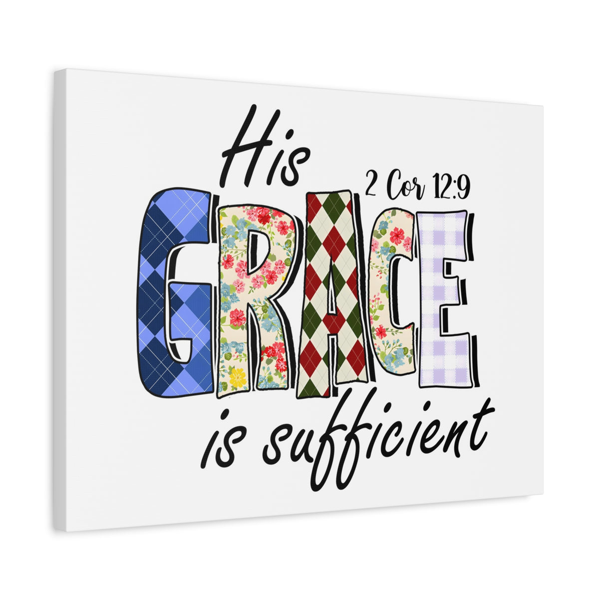 Scripture Walls His Grace is Sufficient 2 Corinthians 12:9 Bible Verse Canvas Christian Wall Art Ready to Hang Unframed